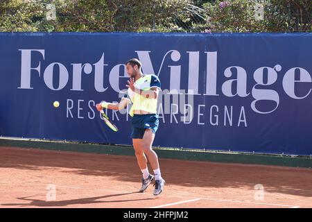 Alessandro Tocco/LaPresse 17 ottobre 2020 Santa Margherita di Pula, Cagliari (Italia) Sport Tennis, Forte Village Sardegna Open in the pic:Laslo Djere Foto Stock