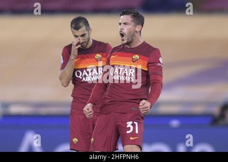 Luciano Rossi/ AS Roma/ LaPresse 18/10/2020 Roma (Italia) Sport Soccer AS Roma - Benevento Football Championship League A Tim 2020 2021 Stadio Olimpico di Roma nella foto: Carles Perez Foto Stock