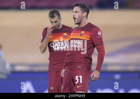 Luciano Rossi/ AS Roma/ LaPresse 18/10/2020 Roma (Italia) Sport Soccer AS Roma - Benevento Football Championship League A Tim 2020 2021 Stadio Olimpico di Roma nella foto: Carles Perez Foto Stock