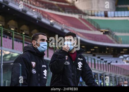 LaPresse - Fabio Ferrari 22 novembre 2020 Milano, Italia calcio ESCLUSIVO TORINO FC Inter vs Torino FC - Campionato Italiano Calcio League A TIM 2020/2021 - Stadio "San Siro". Nella foto Murru, Bonazzoli Foto Stock