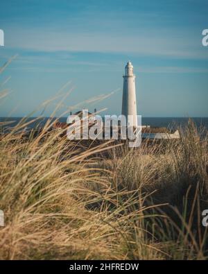 Pomeriggio invernale a St Mary's Lighthouse Whitley Bay Foto Stock