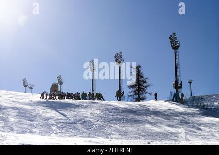 LaPresse - Marco Alpozzi 24 febbraio 2019 Sestriere, Italy sport EA7 Emporio Armani Sportour Winter Edition nella foto: Sciatori Foto Stock