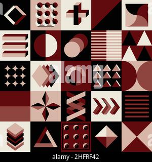 Neo Geometric Vintage Flat Seamless background pattern astratto vettore tessuto poster volantino Illustrazione Vettoriale