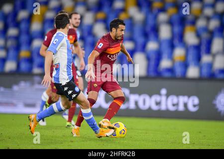 Fabio Rossi/AS Roma/LaPresse 29/11/2020 Napoli (Italia) Sport Soccer Napoli-Roma Campionato Italiano Calcio Serie A Tim 2020/2021 - Stadio San Paolo nella foto: Pedro Foto Stock