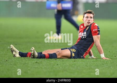 LaPresse - Tano Pecoraro 30 Novembre 2020 Città Genova - (Italia) Sport Calcio Genova vs Parma Campionato Italiano Calcio Lega A TIM 2020/2021 - Stadio "Luigi Ferraris" nella foto: Genova Lukas Lerager delusione Foto Stock