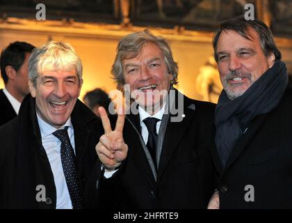 LaPresse - Jennifer Lorenzini 17 Gennaio 2017 Firenze (Italia) Sport Soccer Hall Fame 2017 Palazzo Vecchio (Firenze) nella foto: Paolo Rossi, Giancarlo Antognoni, Marco Tardelli Foto Stock