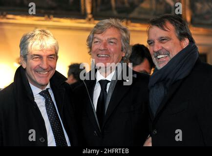 LaPresse - Jennifer Lorenzini 17 Gennaio 2017 Firenze (Italia) Sport Soccer Hall Fame 2017 Palazzo Vecchio (Firenze) nella foto: Paolo Rossi, Giancarlo Antognoni, Marco Tardelli Foto Stock