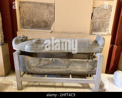 Sarcofagi di mummie ospitato nel Museo delle Antichità Egizie, il Cairo. Foto Stock