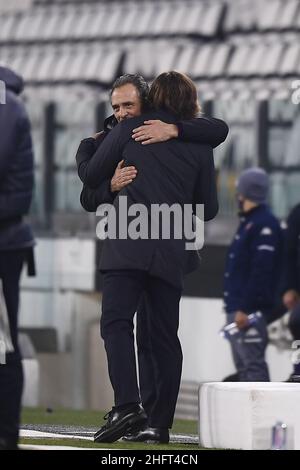 LaPresse - Fabio Ferrari 22 dicembre 2020 Torino, Italia sport soccer Juventus FC vs ACF Fiorentina - Campionato Italiano Calcio League A TIM 2020/2021 - Stadio Allianz nella foto:Prandelli, Pirlo Foto Stock