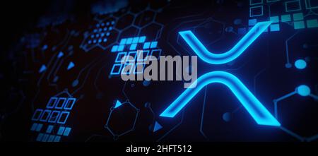 Astratto futuristico tecnologia background di XRP Riple Prezzo moneta digitale criptovaluta Foto Stock