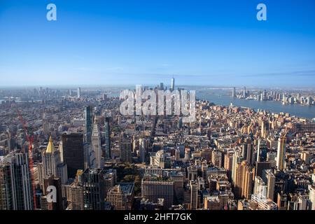 Manhatten, Vista dall'Empire state Building, New York, USA Foto Stock