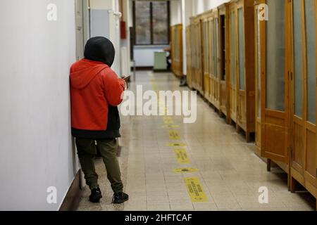 Cecilia Fabiano/LaPresse 07 gennaio 2021 Roma (Italia) News: L'apertura della scuola secondaria nel Pic : la scuola secondaria Manin Foto Stock