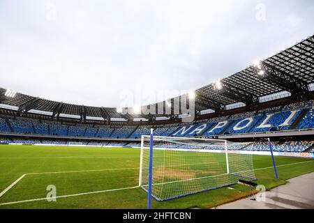 Alessandro Garofalo/LaPresse 06 gennaio 2021 Napoli, Italia sport soccer Napoli vs Spezia - Campionato Italiano Calcio League A TIM 2020/2021 - Stadio Diego Armando Maradona. Nella foto: Panoramica Foto Stock