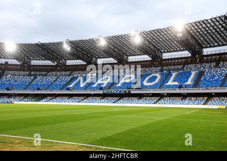 Alessandro Garofalo/LaPresse 06 gennaio 2021 Napoli, Italia sport soccer Napoli vs Spezia - Campionato Italiano Calcio League A TIM 2020/2021 - Stadio Diego Armando Maradona. Nella foto: Panoramica Foto Stock