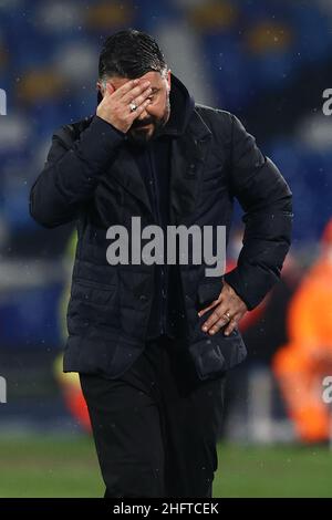 Alessandro Garofalo/LaPresse 06 gennaio 2021 Napoli, Italia sport soccer Napoli vs Spezia - Campionato Italiano Calcio League A TIM 2020/2021 - Stadio Diego Armando Maradona. Nella foto: A. Foto Stock