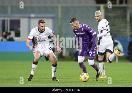 LaPresse - Jennifer Lorenzini 10 Gennaio 2021 Firenze (Italia) Sport Soccer Fiorentina - Cagliari Campionato Italiano di Calcio Lega A TIM 2020/ 2021 - Stadio "Artemio Franchi" nella foto: Callejon Foto Stock