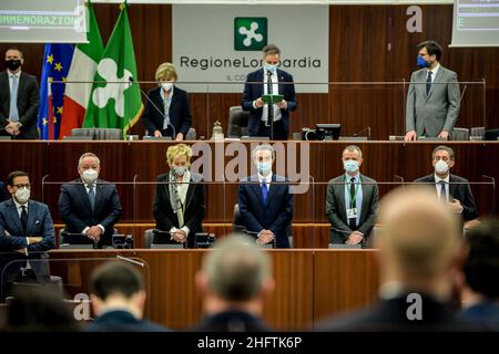 Foto LaPresse - Claudio Furlan 19/01/2021 - Milano (Italia) Seduta del Consiglio Regione della Lombardia Photo LaPresse - Claudio Furlan 19 gennaio 2021 - Milano (Italia) incontro del Consiglio Regionale Lombardia Foto Stock