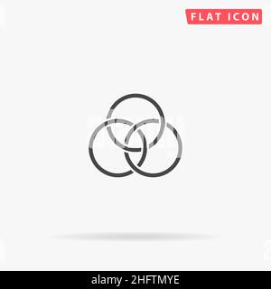 Icona del vettore piatto degli anelli Borromeici. Illustrazioni di disegno di stile disegnate a mano. Illustrazione Vettoriale