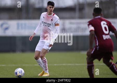 LaPresse - Fabio Ferrari 27 gennaio 2021 Torino, Italia sport soccer Torino Primavera vs Milan Primavera - Campionato Primavera 1 - Stagione 2020/2021. Nella foto: Alessio Brambilla Foto Stock