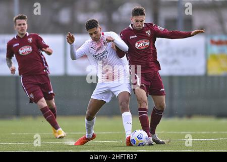 LaPresse - Fabio Ferrari 27 gennaio 2021 Torino, Italia sport soccer Torino Primavera vs Milan Primavera - Campionato Primavera 1 - Stagione 2020/2021. Nella foto: Bright Kevin Foto Stock