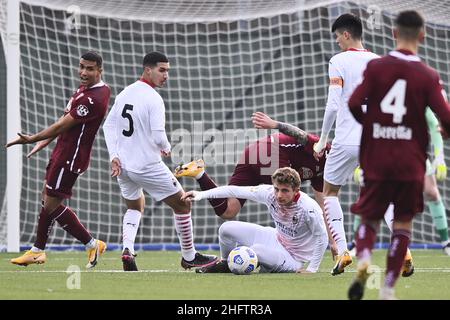 LaPresse - Fabio Ferrari 27 gennaio 2021 Torino, Italia sport soccer Torino Primavera vs Milan Primavera - Campionato Primavera 1 - Stagione 2020/2021. Nella foto: Rihad Tahar Foto Stock