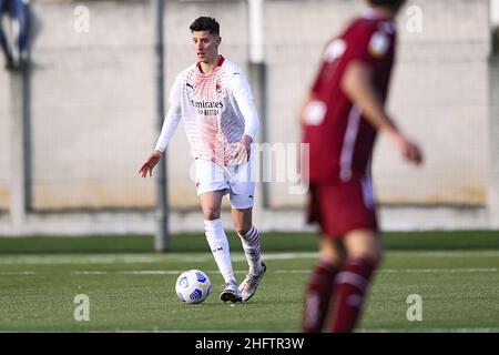 LaPresse - Fabio Ferrari 27 gennaio 2021 Torino, Italia sport soccer Torino Primavera vs Milan Primavera - Campionato Primavera 1 - Stagione 2020/2021. Nella foto: Nikolas Michelis Foto Stock