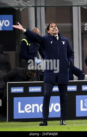 Marco Alpozzi/LaPresse 14 febbraio 2021 Milano, Italia sport soccer Inter Vs Lazio - Campionato Italiano Calcio League A TIM 2020/2021 - Stadio Giuseppe Meazza nella foto: Simone Inzaghi (S.S. Lazio); Foto Stock