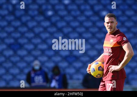 Alfredo Falcone - LaPresse 14/02/2021 Roma (Italia) Sport Soccer Roma - Campionato Italiano di Calcio Udinese a Tim 2020 2021 - Stadio Olimpico di Roma nel veretout pic:jordan Foto Stock