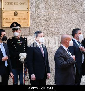 Mauro Scrobogna /LaPresse 19 febbraio 2021&#xa0; Roma, Italia Notizie Corte dei conti - inaugurazione dell'anno giudiziario nella foto: Primo Ministro Mario Draghi Foto Stock