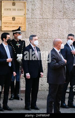 Mauro Scrobogna /LaPresse 19 febbraio 2021&#xa0; Roma, Italia Notizie Corte dei conti - inaugurazione dell'anno giudiziario nella foto: Primo Ministro Mario Draghi Foto Stock