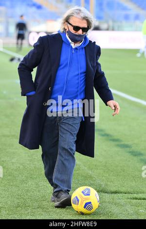 Alfredo Falcone - LaPresse 20/02/2021 Roma (Italia) Sport Soccer Lazio - Sampdoria Campionato Italiano di Calcio Lega A Tim 2020 2021 - Stadio Olimpico di Roma nella foto:massimo ferrero Foto Stock