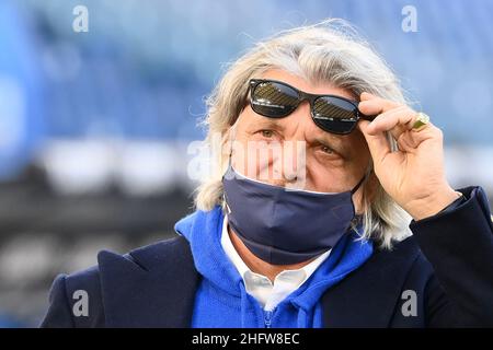 Alfredo Falcone - LaPresse 20/02/2021 Roma (Italia) Sport Soccer Lazio - Sampdoria Campionato Italiano di Calcio Lega A Tim 2020 2021 - Stadio Olimpico di Roma nella foto:massimo ferrero Foto Stock