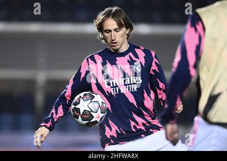 LaPresse - Marco Alpozzi 24 febbraio 2021 Bergamo, Italia sport soccer Atalanta vs Real Madrid - UEFA Champions 2020 2021- Round of 16 - LEG 1 of 2 nella foto: Luka Modric (Real Madrid); Foto Stock