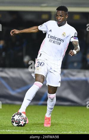 LaPresse - Marco Alpozzi 24 febbraio 2021 Bergamo, Italia sport soccer Atalanta vs Real Madrid - UEFA Champions 2020 2021- Round of 16 - LEG 1 of 2 nella foto: Vinicius Junior (Real Madrid); Foto Stock