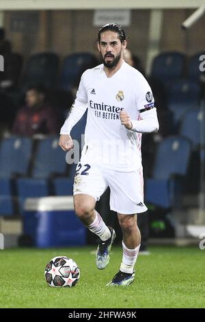 LaPresse - Marco Alpozzi 24 febbraio 2021 Bergamo, Italia sport soccer Atalanta vs Real Madrid - UEFA Champions 2020 2021- Round of 16 - LEG 1 of 2 nella foto: ISCO (Real Madrid); Foto Stock