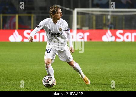 LaPresse - Marco Alpozzi 24 febbraio 2021 Bergamo, Italia sport soccer Atalanta vs Real Madrid - UEFA Champions 2020 2021- Round of 16 - LEG 1 of 2 nella foto: Luka Modric (Real Madrid); Foto Stock