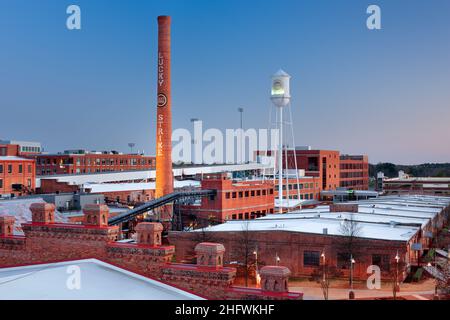 DURHAM, CAROLINA DEL NORD - 28 MARZO 2015: Il distretto storico americano del tabacco. Una volta che la sede della American Tobacco Company, il sito è NO Foto Stock