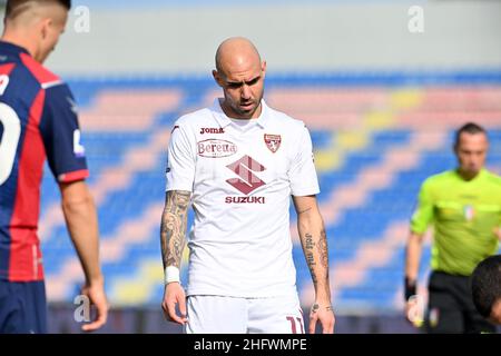 Foto Francesco Mazzitello/LaPresse07 marzo 2021 Crotone, Italia sport calco Crotone vs Torino- Campionato di calco Serie A TIM 2020/2021 - Stadio Ezio ScidaNella foto: Simone ZazaPhoto francesco mazzitello/LaPresse 07 marzo 2021 Crotone, Italia sport soccer Crotone vs Torino - Campionato Italiano Calcio League A TIM 2020/2021 - Ezio Scida StadiumIn the pic: Simone Zaza Foto Stock