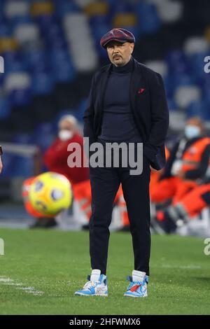 Alessandro Garofalo/LaPresse 07 marzo 2021 Napoli, Italia sport soccer Napoli vs Bologna - Campionato Italiano Calcio League A TIM 2020/2021 - Stadio Diego Armando Maradona. Nella foto: Pullman Sinisa Mihajlovic (Bologna FC) Foto Stock