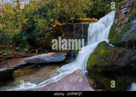 Cascate di Cedar Rock nella Pisgah National Forest, vicino a Brevard, North Carolina. Foto Stock