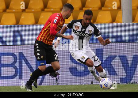 Alessandro Garofalo/LaPresse 03 aprile 2021 Benevento, Italia sport soccer Benevento vs Parma - Campionato Italiano Calcio League A TIM 2020/2021 - Stadio Vigorito. Nella foto: Hernani (Parma Calcio) Foto Stock