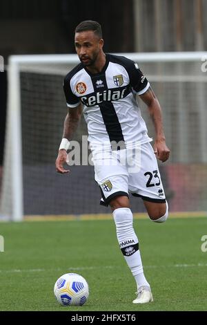 Alessandro Garofalo/LaPresse 03 aprile 2021 Benevento, Italia sport soccer Benevento vs Parma - Campionato Italiano Calcio League A TIM 2020/2021 - Stadio Vigorito. Nella foto: Hernani (Parma Calcio) Foto Stock