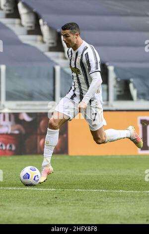 Marco Alpozzi/LaPresse 11 aprile 2021 Torino, Italia sport soccer Juventus vs Genova - Campionato Italiano Calcio League A TIM 2020/2021 - Stadio Allianz nella foto: Cristiano Ronaldo (Juventus F.C.); Foto Stock