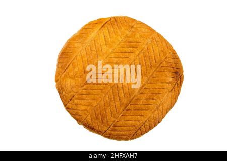 la galette des rois su sfondo bianco Foto Stock