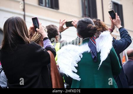 Mauro Scrobogna /LaPresse 21 aprile 2021 Roma, Italia News Alitalia - protesta dimostrativa nella foto: Momenti di manifestazione dei lavoratori Alitalia contro la chiusura della storica compagnia aerea italiana Foto Stock