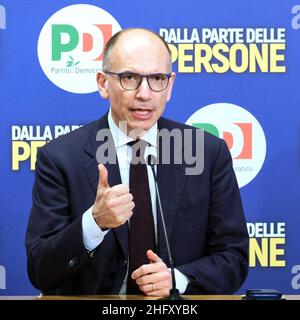 Mauro Scrobogna /LaPresse 12 maggio 2021 Roma, Italia Politica PD - proposte sullo sport come bene sociale nella foto: Il segretario del PD Enrico letta Foto Stock