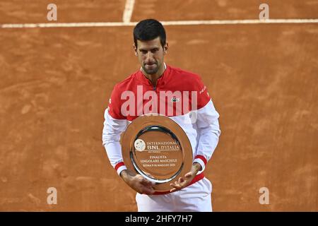 Fabrizio Corradetti - LaPresse 16/05/2021 Roma (Italia) Sport Tennis Final Novak Djokovic (SRB) vs Rafael Nadal (ESP) Internazionali BNL d'Italia 2021 nella foto: Novak Djokovic Foto Stock