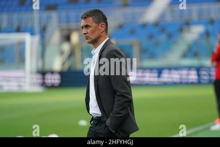 LaPresse - Spada Maggio 23 , 2021 Bergamo ( Italia ) Sport Soccer A.C. Milano- Stagione 2020-2021 - Serie A Atalanta vs Milano nella foto: Paolo Maldini Foto Stock