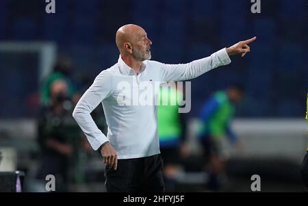 LaPresse - Spada Maggio 23 , 2021 Bergamo ( Italia ) Sport Soccer A.C. Milano- Stagione 2020-2021 - Serie A Atalanta vs Milano nella foto: Stefano Pioli Foto Stock