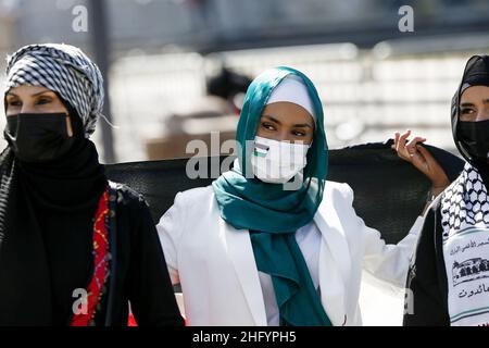 Cecilia Fabiano/ LaPresse Maggio 28 , 2021 Roma News : dimostrazione della comunità musulmana di Roma in solidarietà della Palestina nel Pic : l'unità Brest Foto Stock
